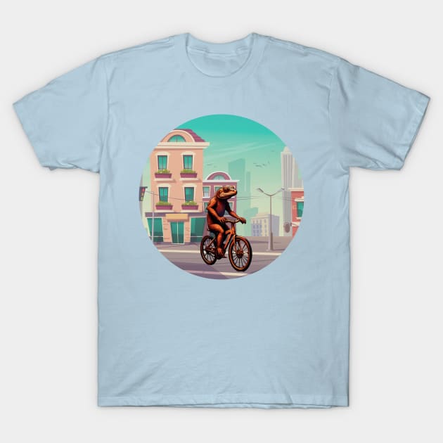 Adorable Lizard On A Bike Ride T-Shirt by masksutopia